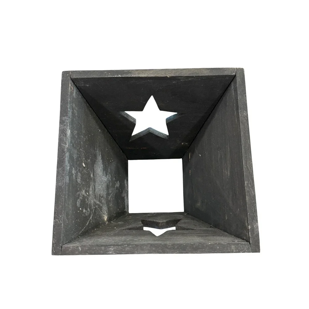 Hand Painted Wooden Halloween Tealight Candle Holder Primitive Jack O Lantern 5